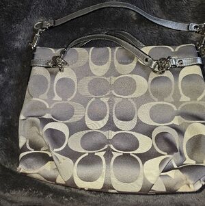 Coach Brooke Signature Jacquard Shoulder Bag in Gray and Silver